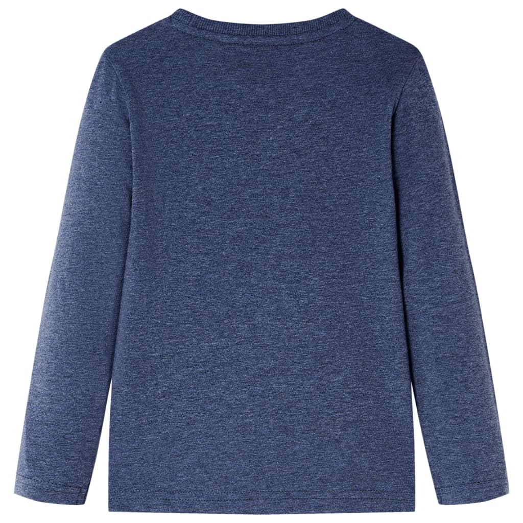 vidaXL Kids'T-shirt with Long Sleeves Dark Blue Melange 128 2