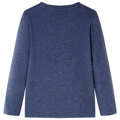vidaXL Kids'T-shirt with Long Sleeves Dark Blue Melange 128 2
