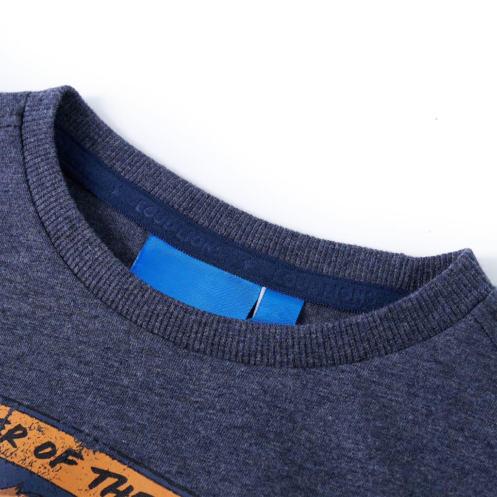 vidaXL Kids'T-shirt with Long Sleeves Dark Blue Melange 128 3