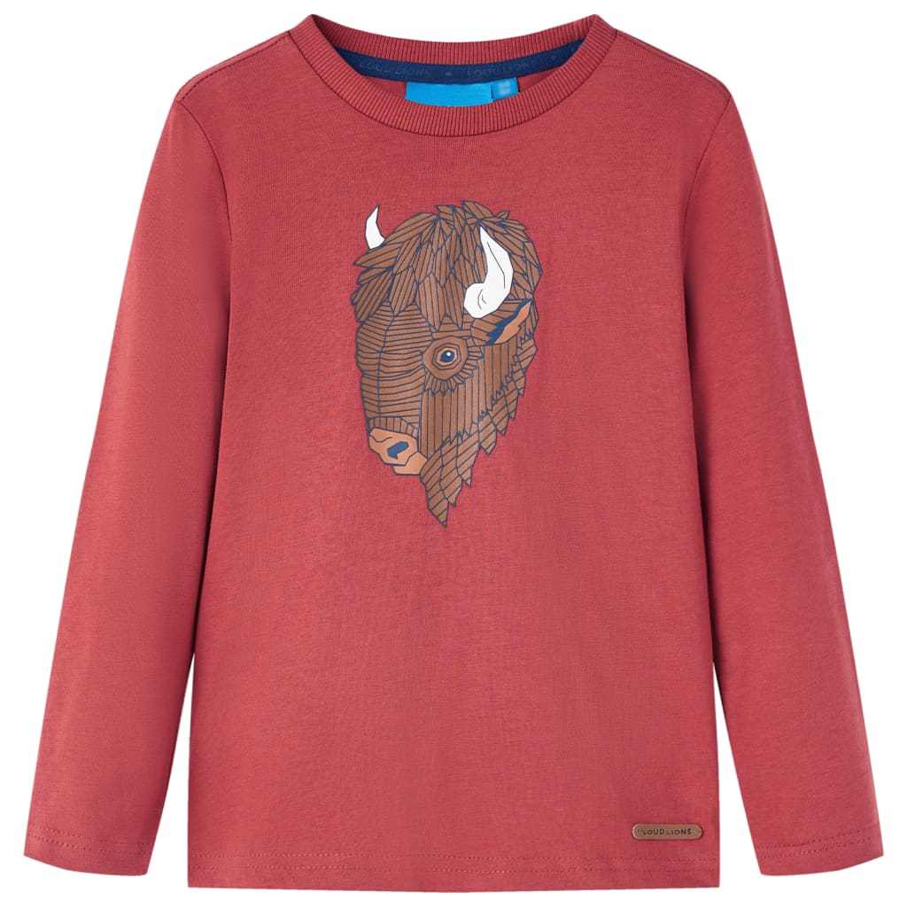 vidaXL Kids'T-shirt with Long Sleeves Burnt Red 140 1