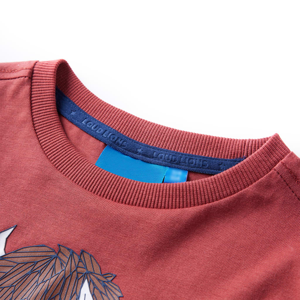 vidaXL Kids'T-shirt with Long Sleeves Burnt Red 140 3