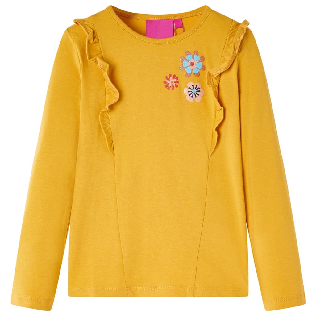 vidaXL Kids'T-shirt with Long Sleeves Dark Ochre 104 1