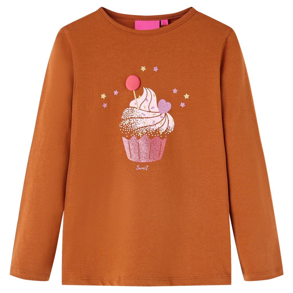 vidaXL Kids'T-shirt with Long Sleeves Cognac 116 1