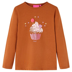 vidaXL Kids'T-shirt with Long Sleeves Cognac 116 1