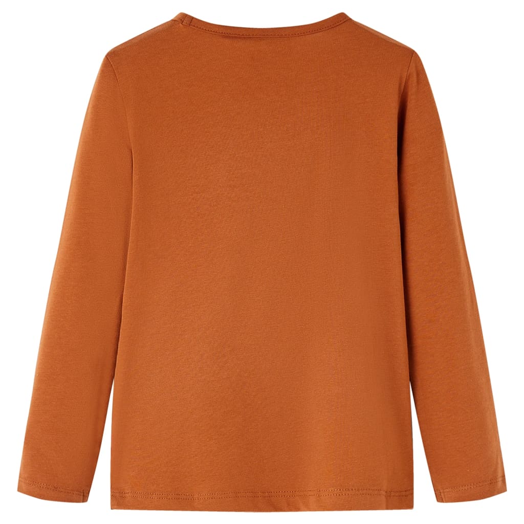 vidaXL Kids'T-shirt with Long Sleeves Cognac 116 2
