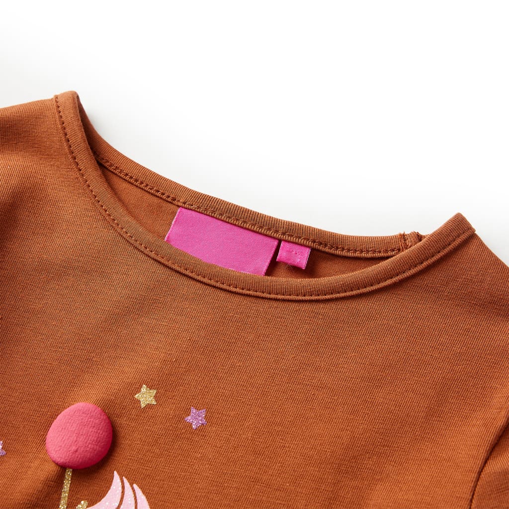 vidaXL Kids'T-shirt with Long Sleeves Cognac 116 3