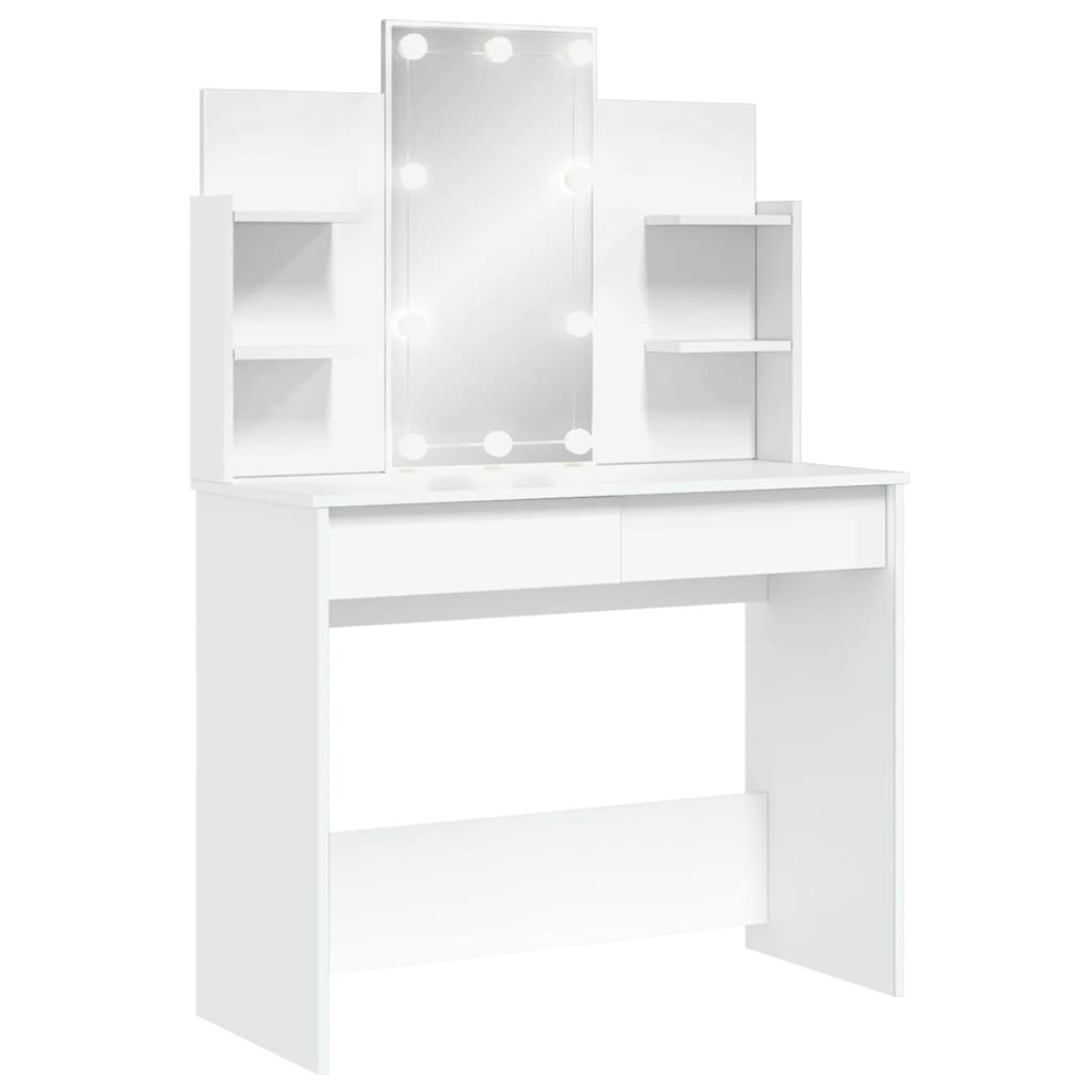 vidaXL Dressing Table with LED Lights White 96x40x142 cm 2
