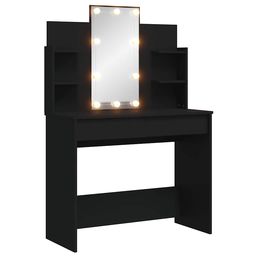 vidaXL Dressing Table with LED Lights Black 96x40x142 cm 2