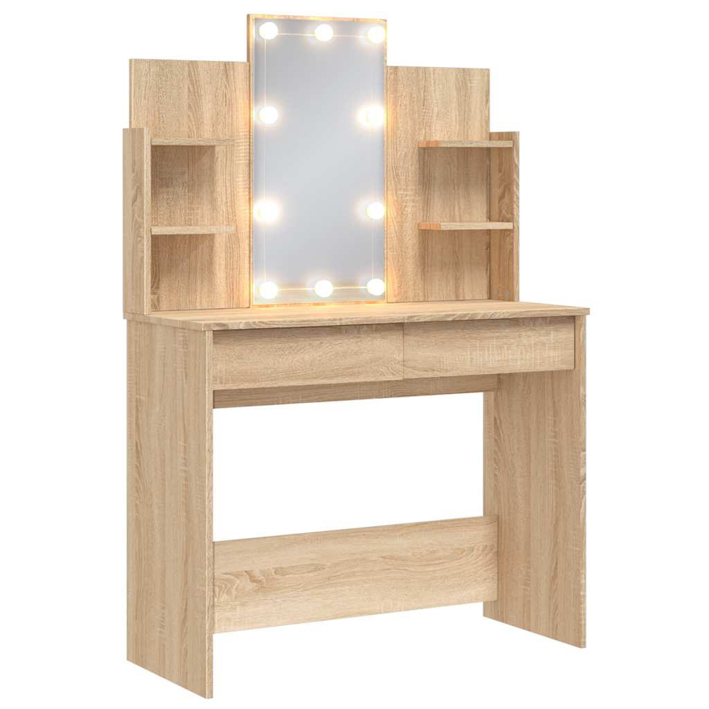 vidaXL Dressing Table with LED Lights Sonoma Oak 96x40x142 cm 2