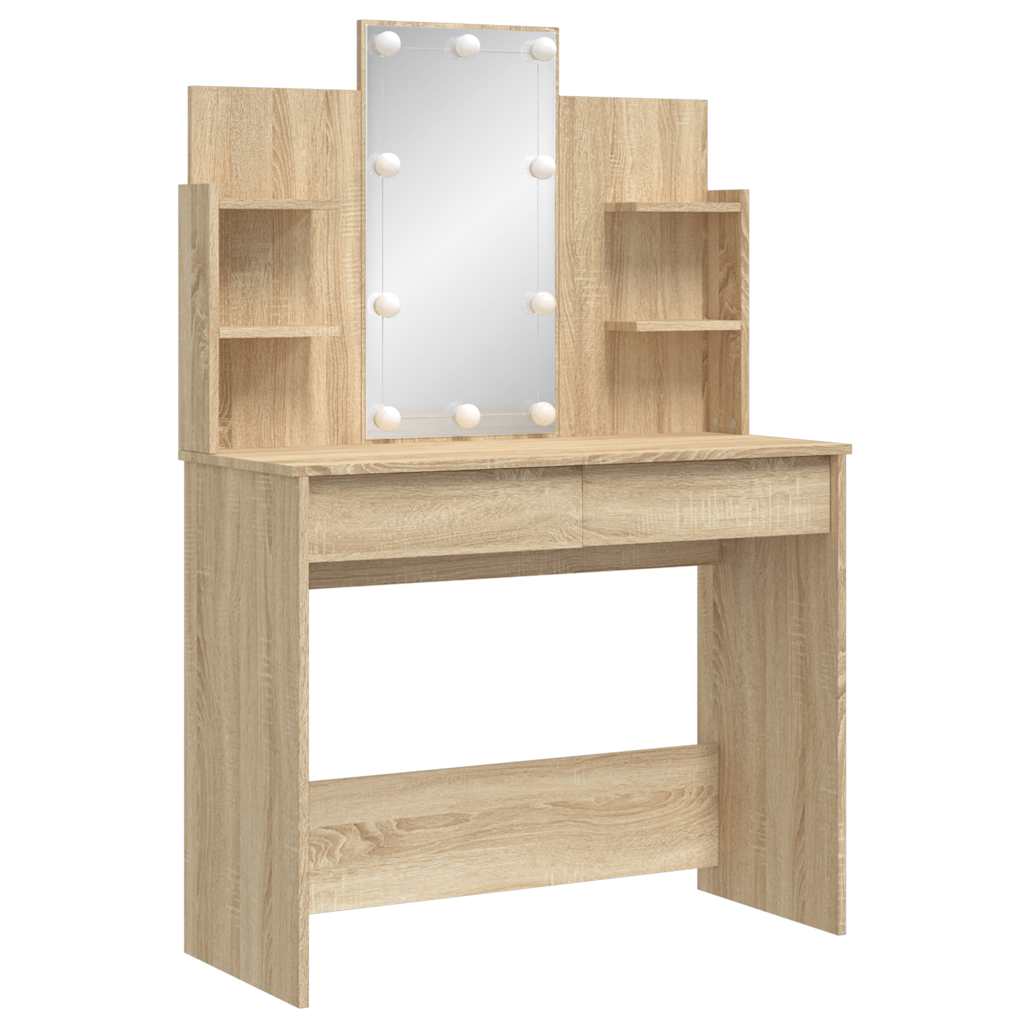 vidaXL Dressing Table with LED Lights Sonoma Oak 96x40x142 cm 3