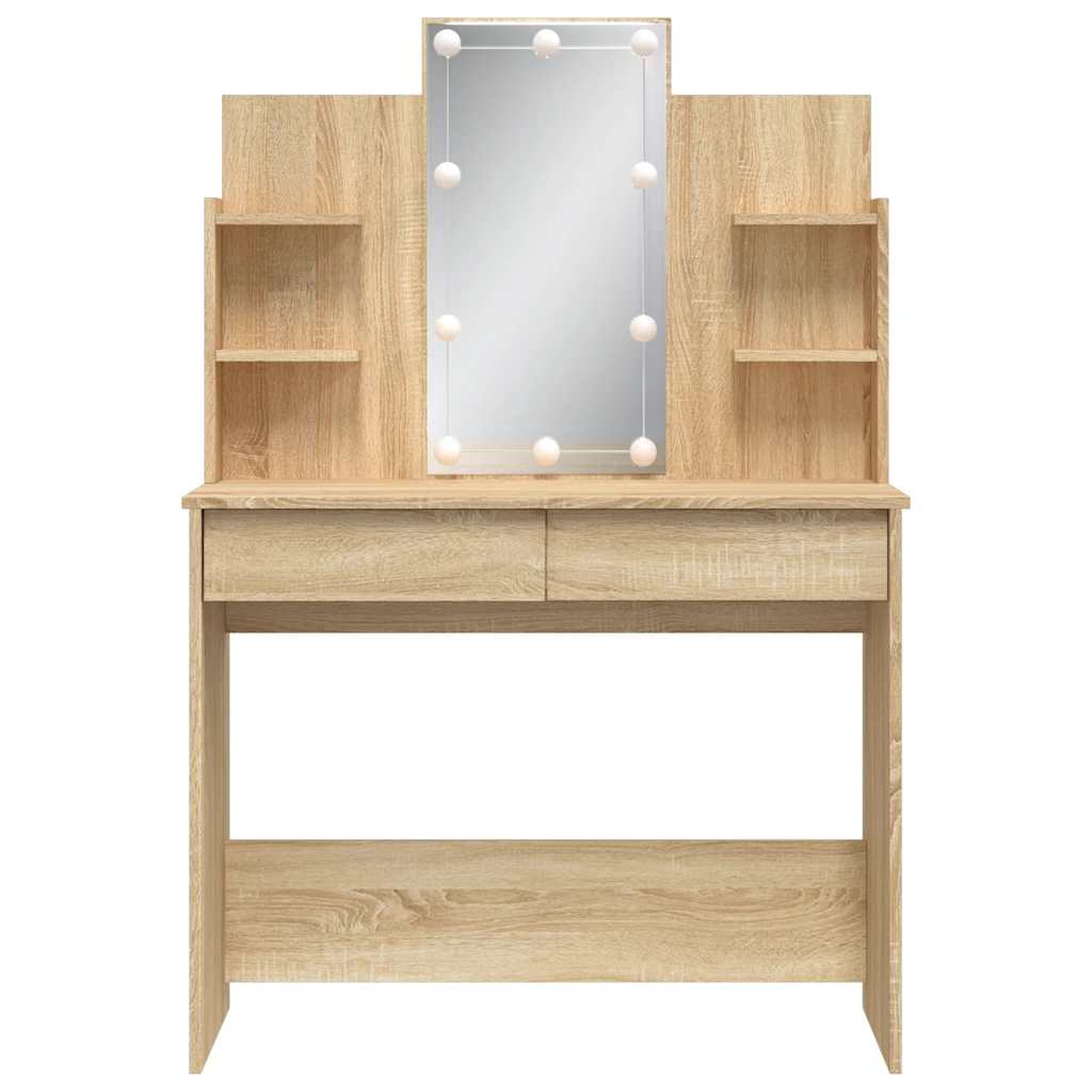 vidaXL Dressing Table with LED Lights Sonoma Oak 96x40x142 cm 5