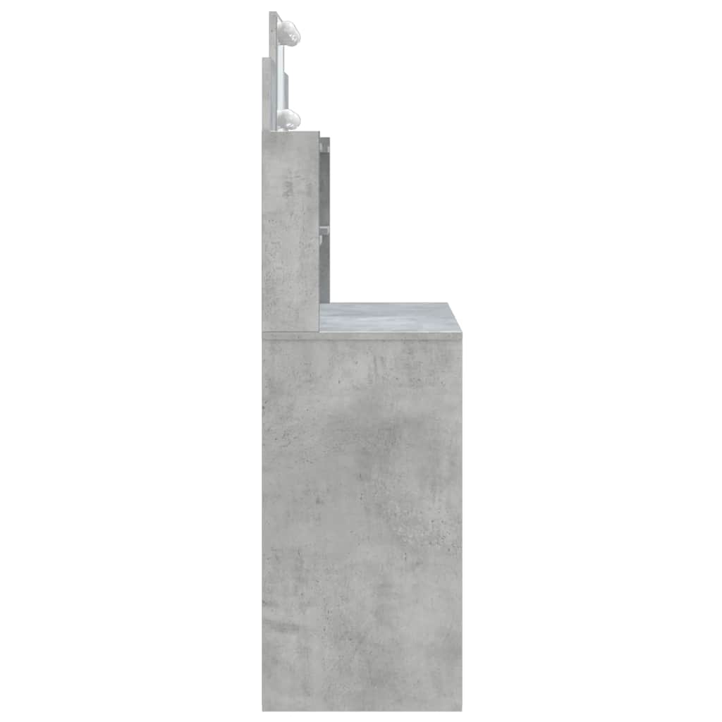 vidaXL Dressing Table with LED Lights Concrete Grey 96x40x142 cm 6