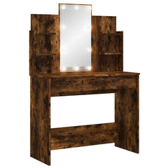 Dressing Table with LED Lights 96x40x142 cm Smoked oak
