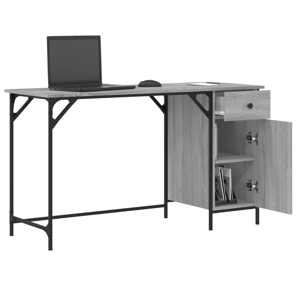 vidaXL Computer Desk Grey Sonoma 131x48x75 cm Engineered Wood 4