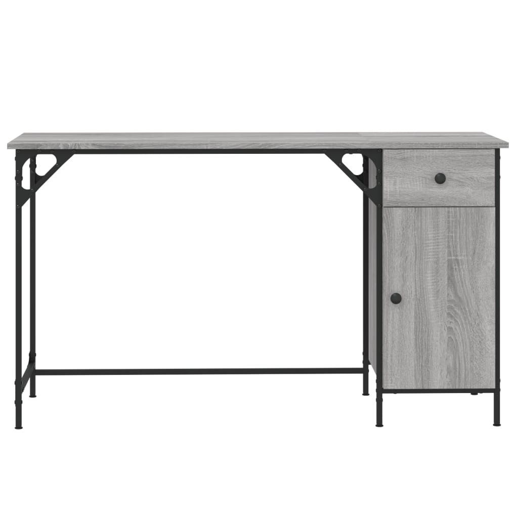 vidaXL Computer Desk Grey Sonoma 131x48x75 cm Engineered Wood 5