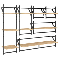 vidaXL 6 Piece Wall Shelf Set with Bars Sonoma Oak Engineered Wood 2