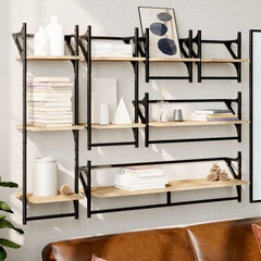 vidaXL 6 Piece Wall Shelf Set with Bars Sonoma Oak Engineered Wood 1