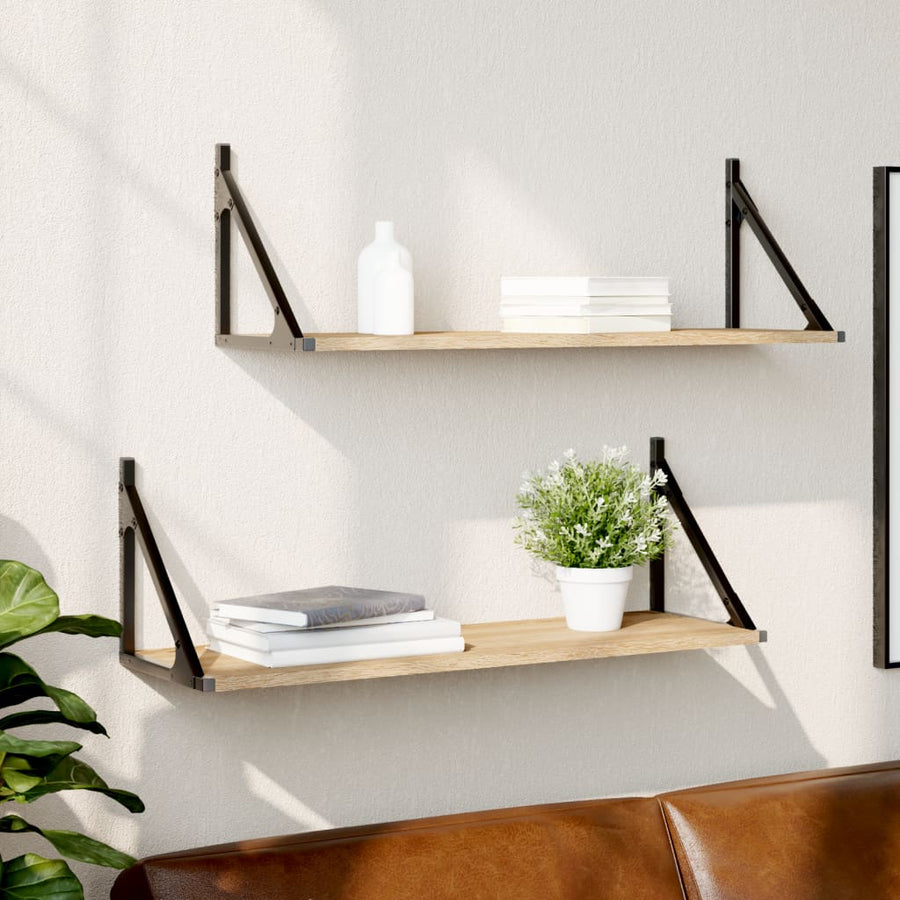 vidaXL Wall Shelves 2 pcs Sonoma Oak 80x25x25,5 cm Engineered wood 1