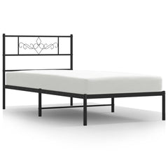 vidaXL Metal Bed Frame without Mattress with Headboard Black 90x190cm 2