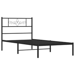 vidaXL Metal Bed Frame without Mattress with Headboard Black 90x190cm 3