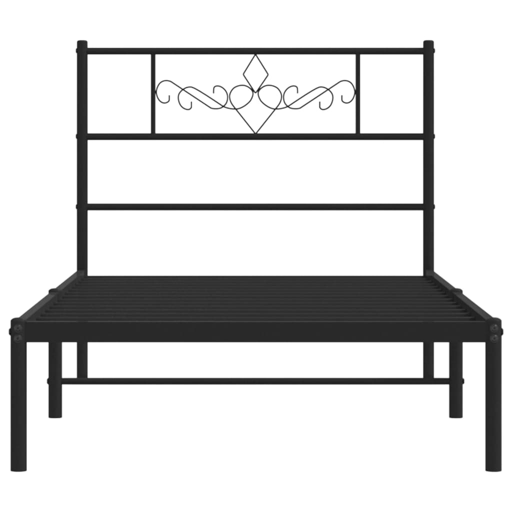 vidaXL Metal Bed Frame without Mattress with Headboard Black 90x190cm 5