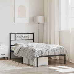 vidaXL Metal Bed Frame without Mattress with Headboard Black 90x190cm 1