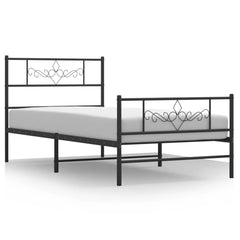 vidaXL Metal Bed Frame without Mattress with Footboard Black 90x190cm 2