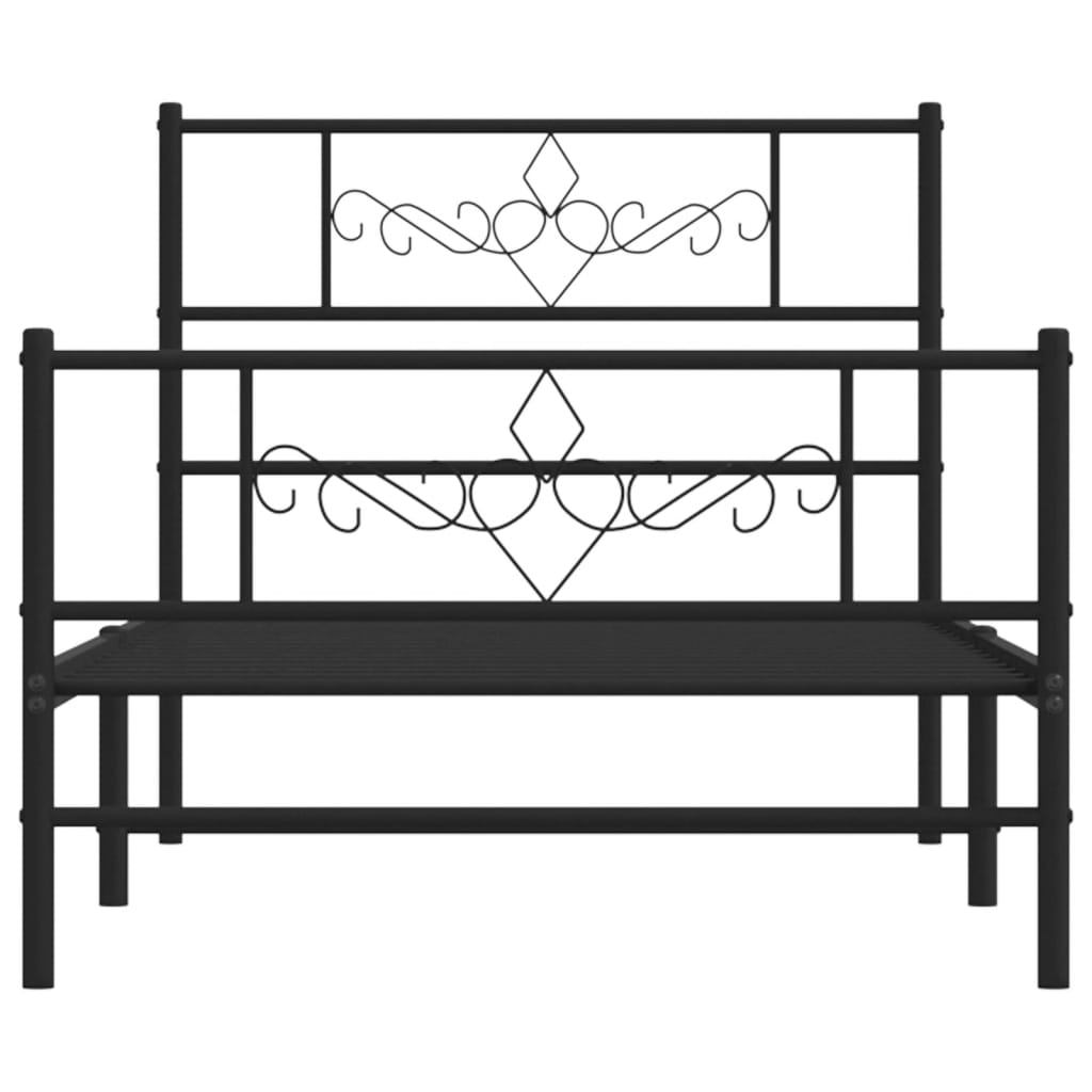 vidaXL Metal Bed Frame without Mattress with Footboard Black 90x190cm 5