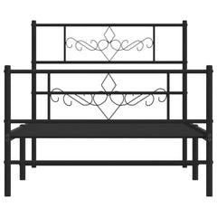 vidaXL Metal Bed Frame without Mattress with Footboard Black 90x190cm 5