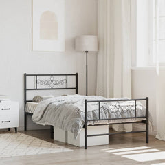 vidaXL Metal Bed Frame without Mattress with Footboard Black 90x190cm 1