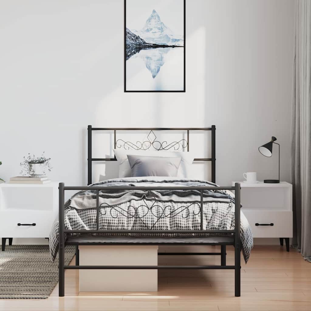 vidaXL Bed Frame | Black | Powder-Coated Steel | Single | Bed Frame 4