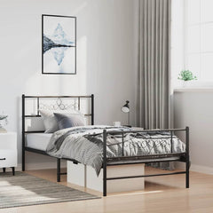 vidaXL Metal Bed Frame without Mattress with Footboard Black 100x200cm 1