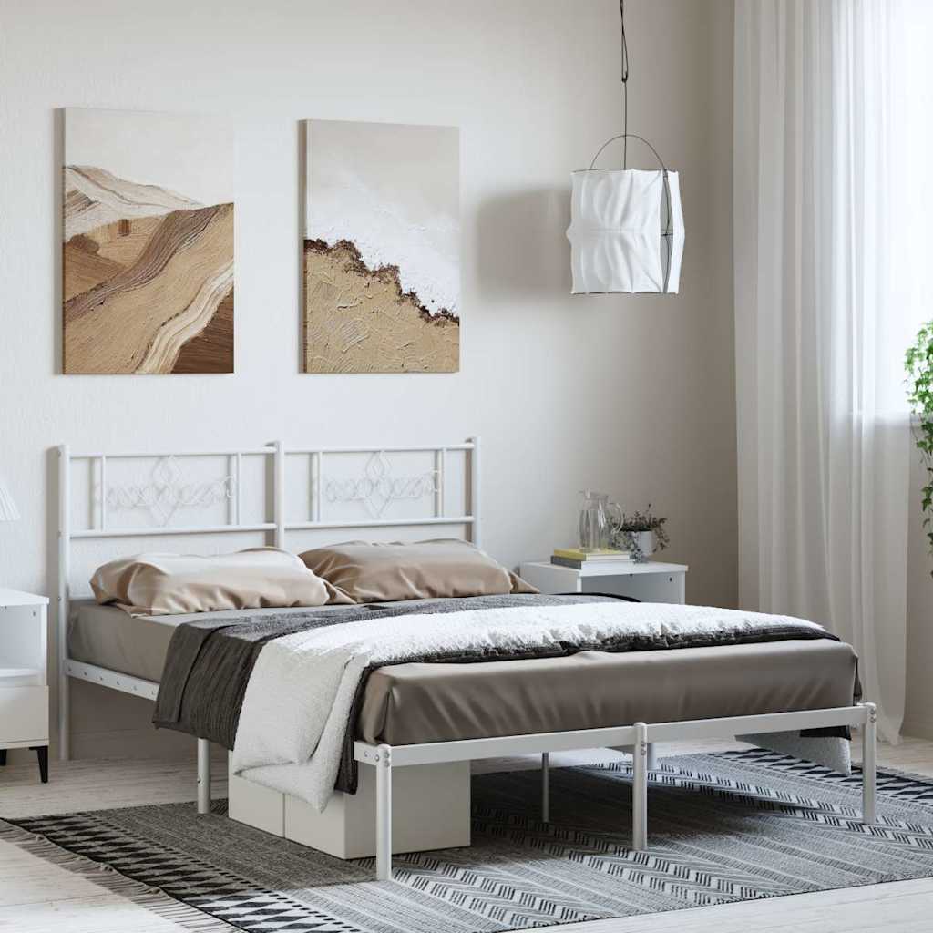 vidaXL Bed Frame | White | Powder-Coated Steel | King | Bed Frame | Rectangular 1
