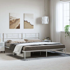 vidaXL Bed Frame | White | Powder-Coated Steel | Double | Bed Frame 1
