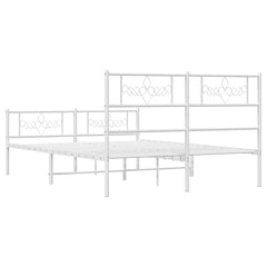 Metal Bed Frame without Mattress with Footboard with Headboard & Footboard White 135 cm 190 cm