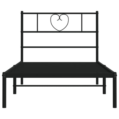 Metal Bed Frame with Headboard Black 75x190 cm Small Single