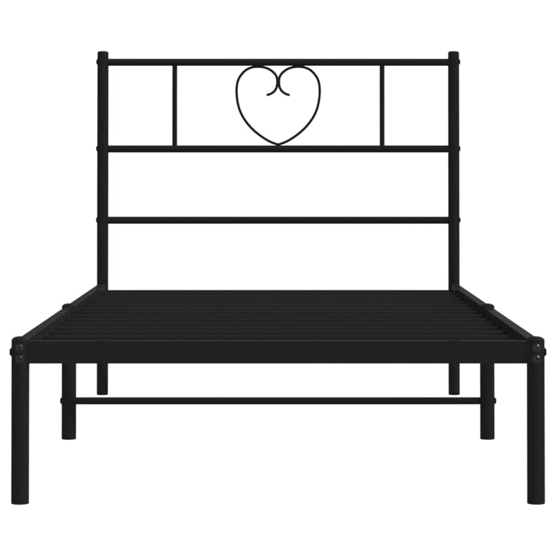 Metal Bed Frame with Headboard Black 75x190 cm Small Single