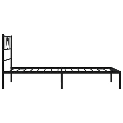 Metal Bed Frame with Headboard Black 75x190 cm Small Single