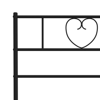 Metal Bed Frame with Headboard Black 75x190 cm Small Single