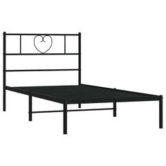 vidaXL Metal Bed Frame without Mattress with Headboard Black 100x200cm 5