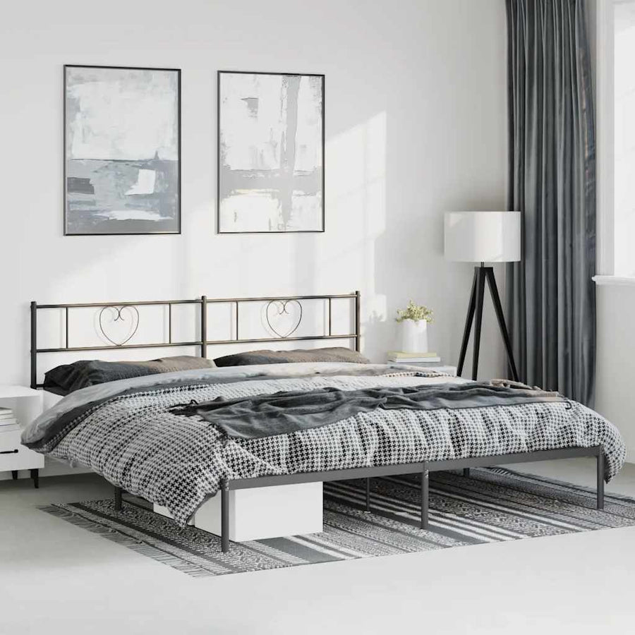 vidaXL Metal Bed Frame without Mattress with Headboard Black 183x213cm 1