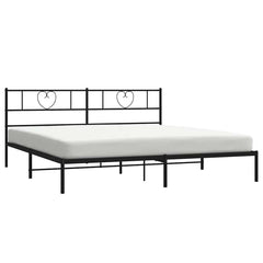 vidaXL Metal Bed Frame without Mattress with Headboard Black 193x203cm 3