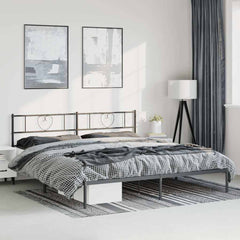 vidaXL Metal Bed Frame without Mattress with Headboard Black 193x203cm 1