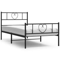 vidaXL Metal Bed Frame without Mattress with Footboard Black 100x190cm 2