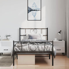 vidaXL Metal Bed Frame without Mattress with Footboard Black 100x190cm 4
