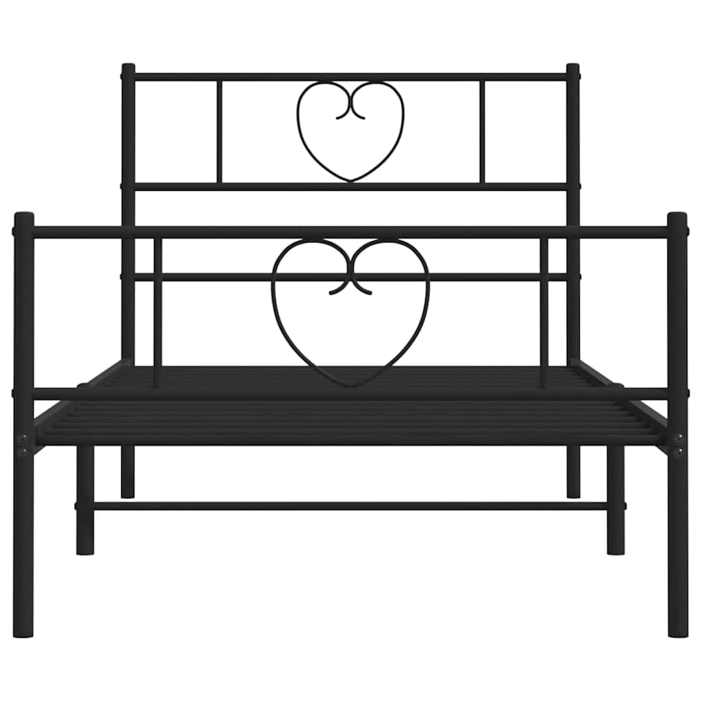 vidaXL Metal Bed Frame without Mattress with Footboard Black 100x190cm 6