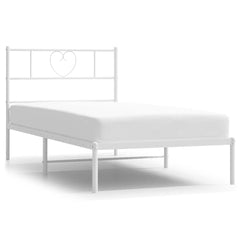 vidaXL Metal Bed Frame without Mattress with Headboard White 100x190cm 2