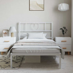 vidaXL Metal Bed Frame without Mattress with Headboard White 100x190cm 4