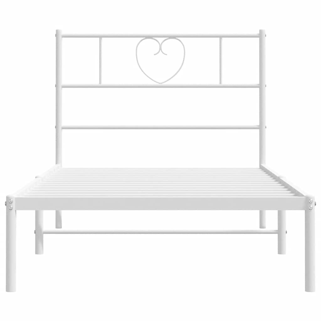 vidaXL Metal Bed Frame without Mattress with Headboard White 100x190cm 5