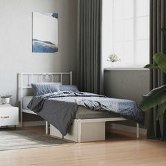 vidaXL Metal Bed Frame without Mattress with Headboard White 107x203cm 1